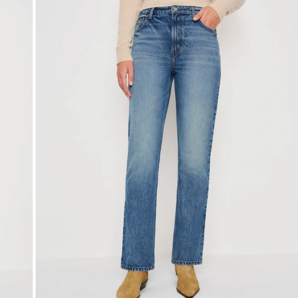 🆕 REFORMATION Jax Mellusine Medium Wash Stretch High Rise Straight Leg Jeans 30